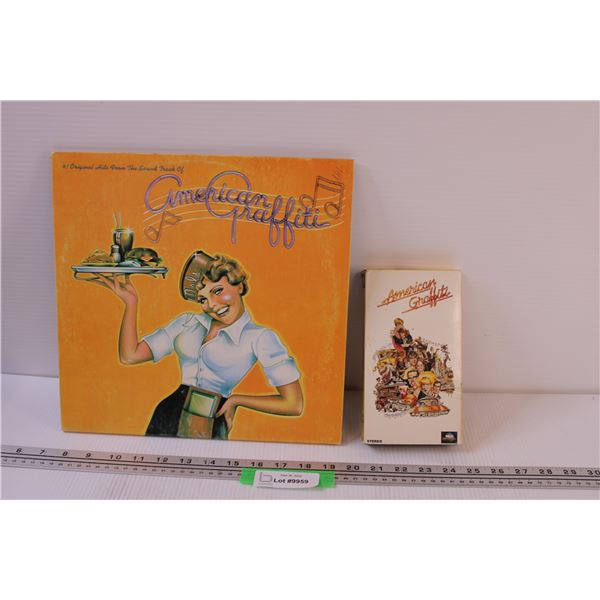 American Graffiti Soundtrack on Record & VHS Movie Set