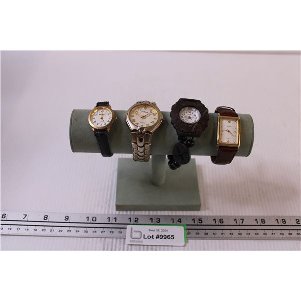 (4) Watches (May Need Batteries): Top, Ontime, good times, Carriage