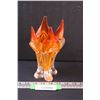 Image 1 : Chalet Art Glass Orange & Clear Vase - (Has Damage on one End, as Pictured) - 8" x 4"