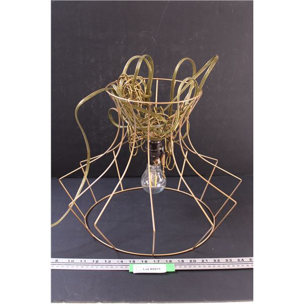 Vintage Swag Lamp (Missing Fabric on Shade, Works) - 13" x 16"