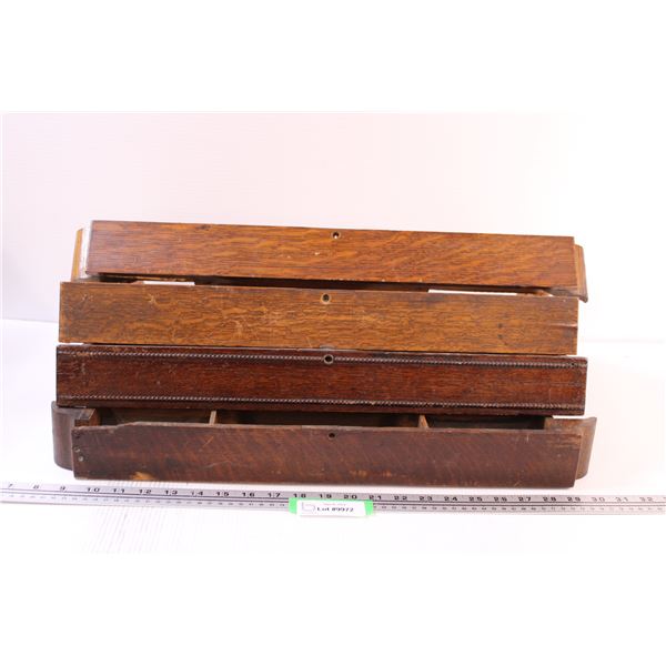 (4) Antique Signer Sewing Machine Front Drawers - Some Wear - Approx 22" Wide x 2.5" Tall x 11" Deep