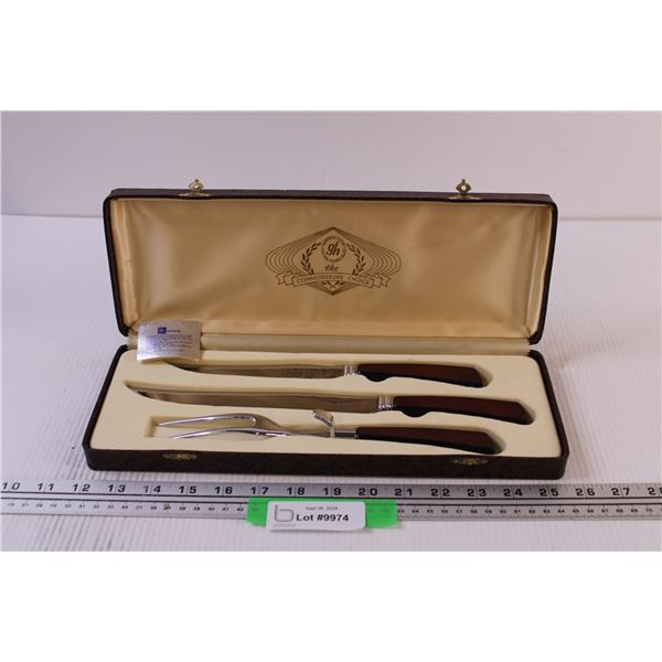 Glo-Hill Bakelite Cutlery Carving Set in Case