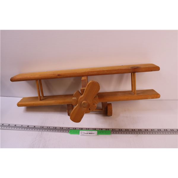 Custom Made Wood Airplane Shelf - 24" x 9" - Missing One Wheel