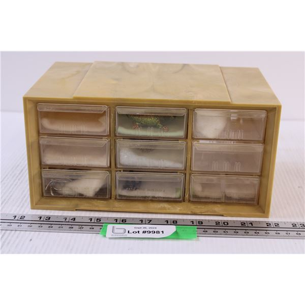 Nine Drawer Organizer w/ Brooches & Jewelry - 9" x 10" x 5"