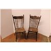 Image 1 : *(2) Antique Wood Chairs - Some Wear - Seat: 14.5" x 13" , Height 37"
