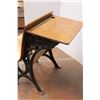 Image 4 : *Antique School Desk w/Cast Iron Base & Wood - 23" x 31" x 24"