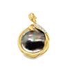 Image 1 : Yellow Gold Black Tahitian Pearl & Diamond Pendant