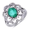 Image 1 : Oval Cut Emerald & Diamond Cocktail Ring