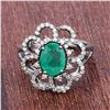 Image 2 : Oval Cut Emerald & Diamond Cocktail Ring