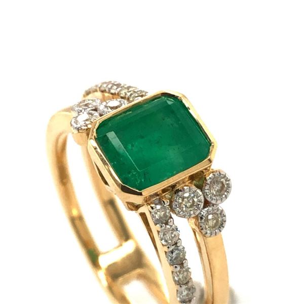 18k Emerald & Diamond Asymmetric Ring