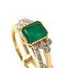Image 1 : 18k Emerald & Diamond Asymmetric Ring