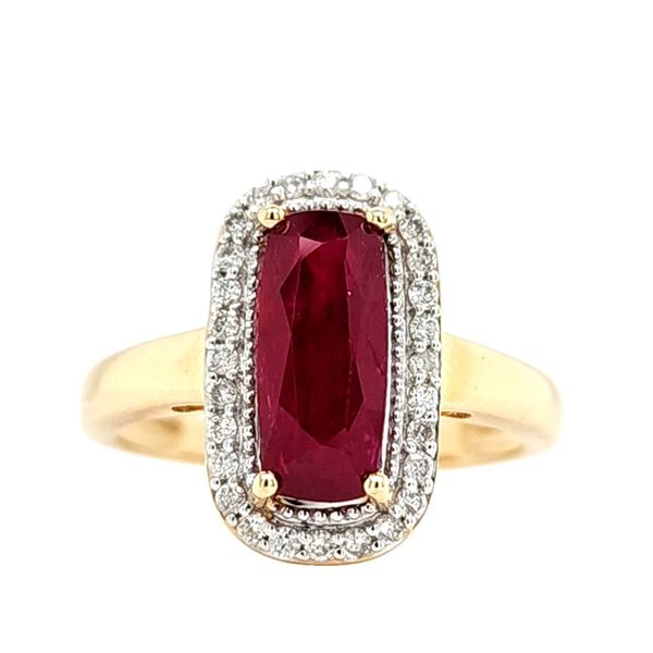 Yellow Gold Ruby & Diamond Halo Ring