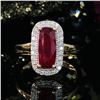 Image 3 : Yellow Gold Ruby & Diamond Halo Ring