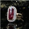 Image 4 : Yellow Gold Ruby & Diamond Halo Ring