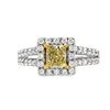 Image 1 : Two-Tone Gold Fancy Yellow Diamond Halo Ring