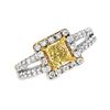 Image 2 : Two-Tone Gold Fancy Yellow Diamond Halo Ring