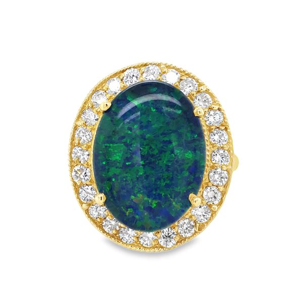 Black Opal & Diamond Ring