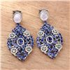 Image 2 : Moonstone, Kyanite, Sapphire & Diamond Earrings