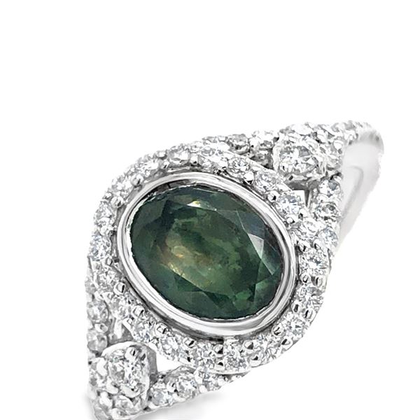 Natural Alexandrite & Diamond Platinum Ring