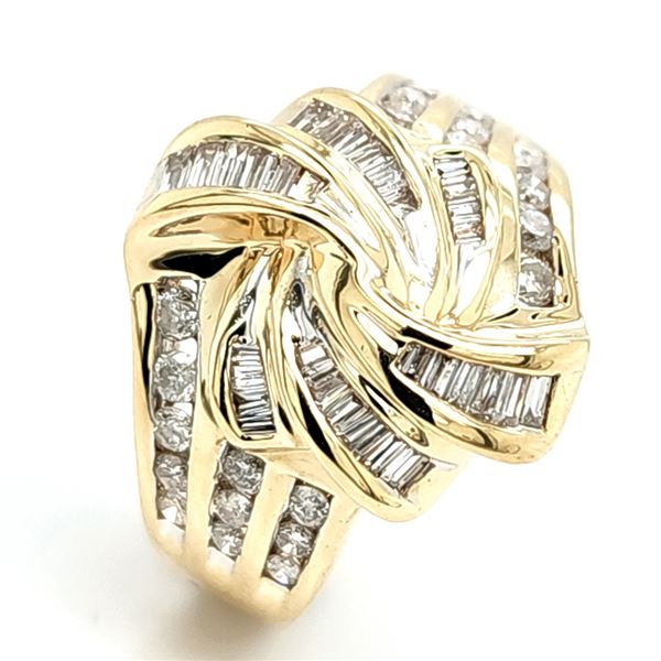 Yellow Gold Designer Diamond Pinwheel Bow Ring