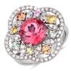 Image 1 : Pink Tourmaline, Sapphire, & Diamond Ring