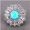 Image 2 : Turquoise, Aquamarine, & Diamond Ring