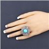 Image 3 : Turquoise, Aquamarine, & Diamond Ring