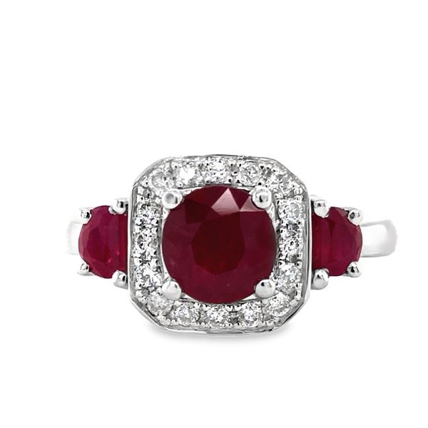White Gold Ruby & Diamond Ring