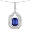 Tanzanite and Diamond Double Halo Pendant