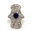 Platinum Art Deco 2ct Diamond & Sapphire Ring