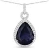 Glamorous Iolite and Diamond Halo Pendant