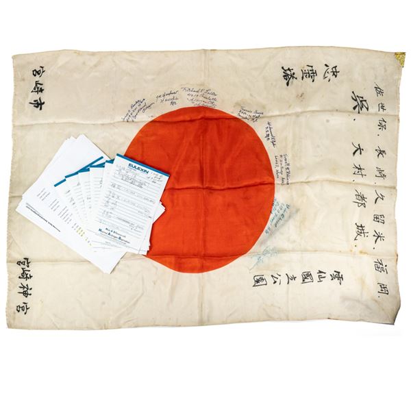 WWII Japanese Signed USMC USN Silk Flag