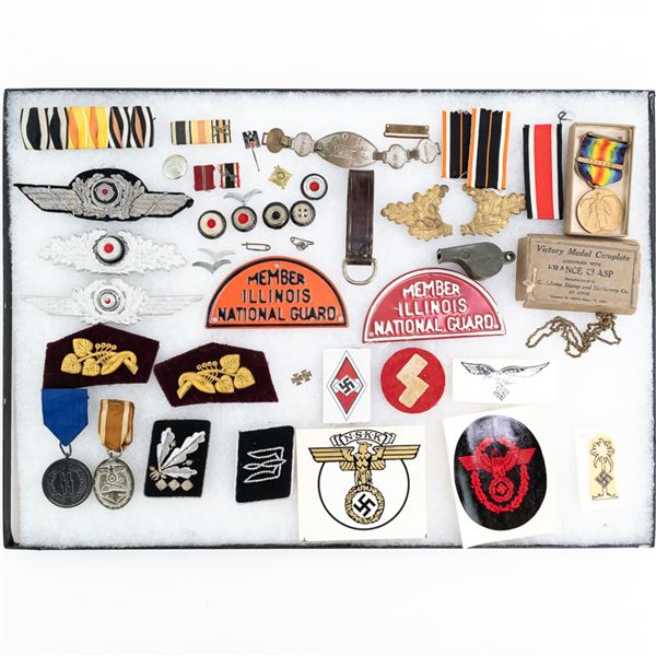 WWI WWII German US Pin, Medal, Decal NG Lot