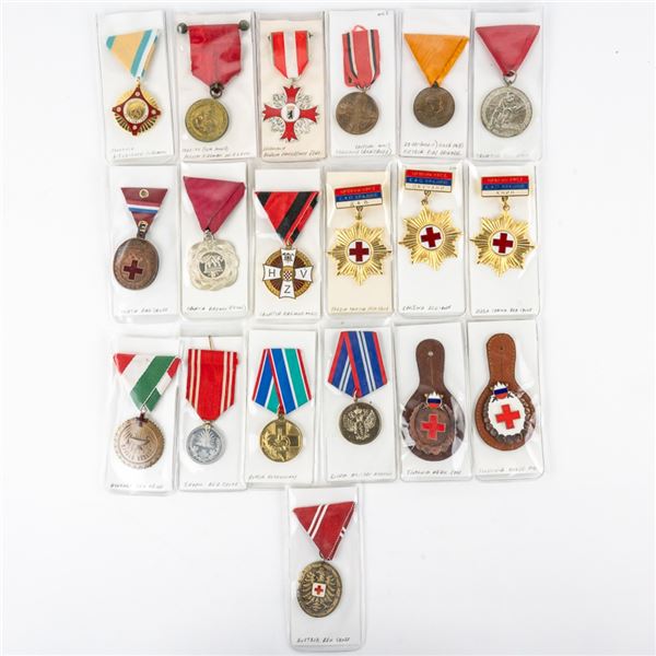 Mid 20th C. European Red Cross-Fireman Medal Lot