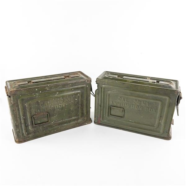 WWII US 30 Cal Ammo Box Can Lot-Crown Marker