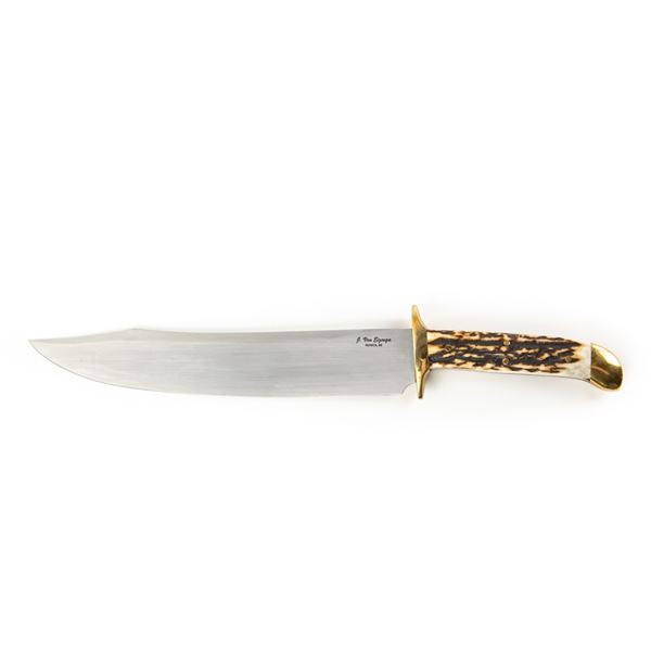 Jerry Van Eizenga Stag Bowie Knife- Blade 11"