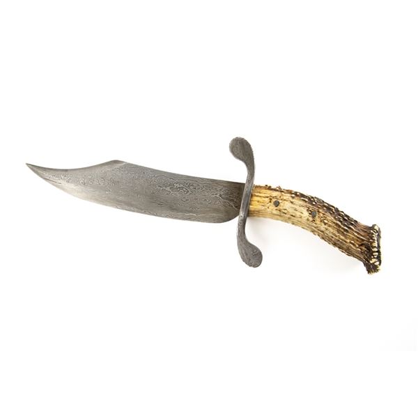 Jerry Van Eizenga Stag Horn Damascus Bowie Knife