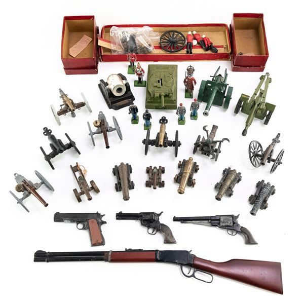 Lot of Toy Cannons, Miniature Guns & Soldiers