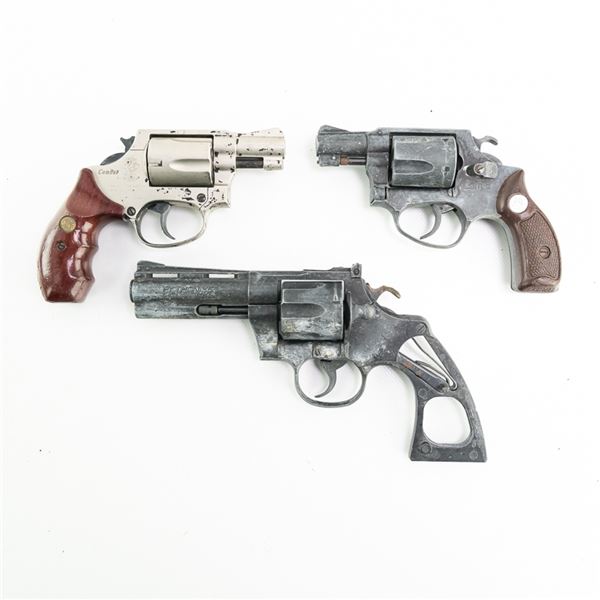 3x Metal Movie Prop Non-Functioning Revolvers