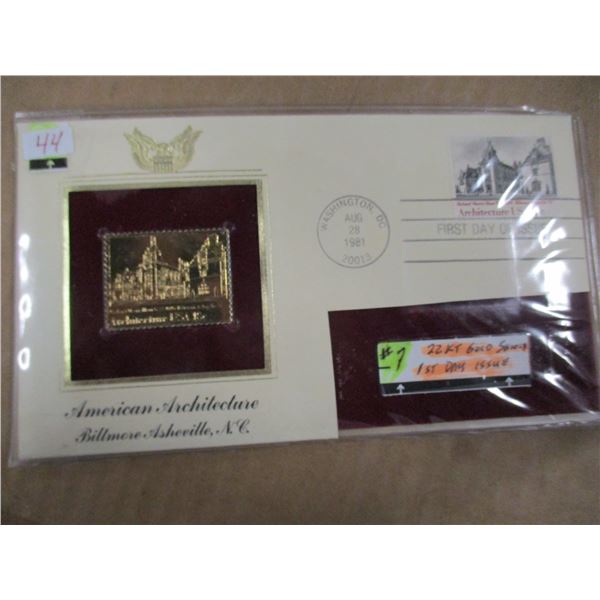 USA 22 KT GOLD SHIELD PROOF FIRST DAY BALTIMORE ISSUE STAMP