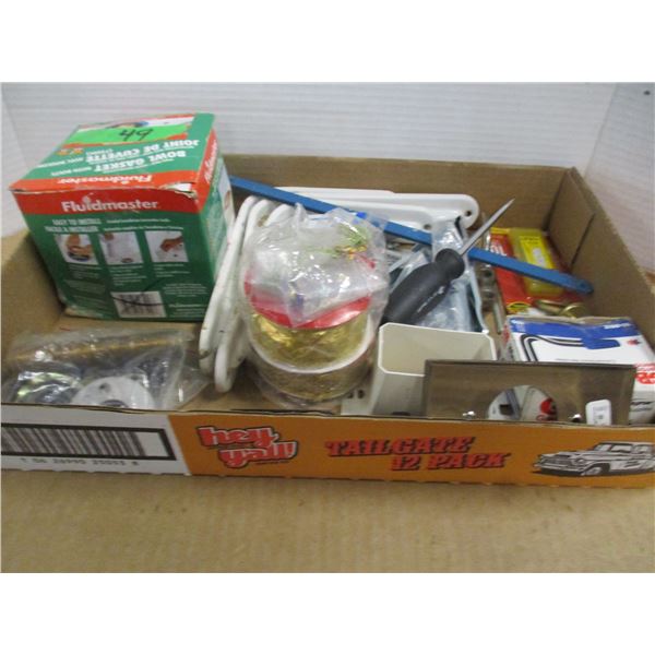 FLAT C/W PLUMBING SUPPLIES, HARDWARE, BRACKETS, MISC