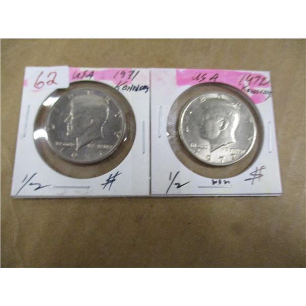 1971 & 1972 USA KENNEDY HALF DOLLARS