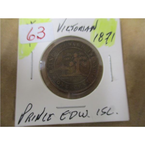 1871 PRINCE EDWARD ISLAND VICTORIAN LARGE PENNY