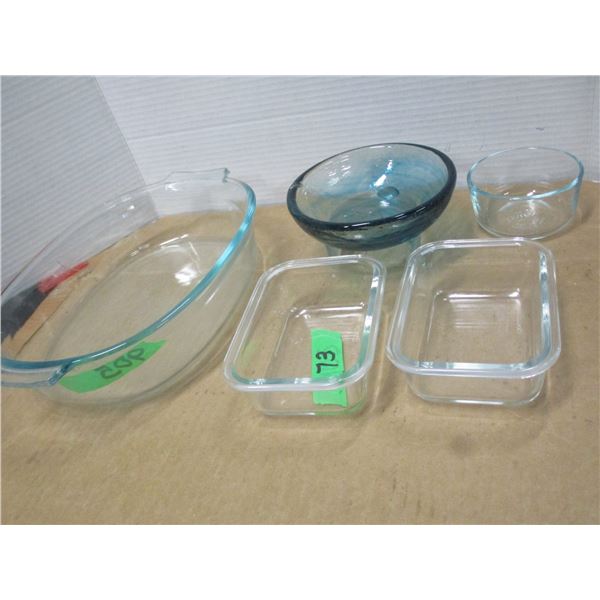 5 GLASS DISHES