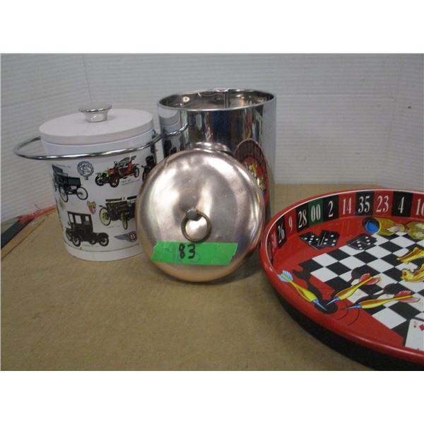 BOX C/W CANNISTER SET, ICE BUCKET, TRAY, ETC