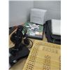 Image 4 : BOX C/W NOTEBOOKS, OFFICE SUPPLIES, HAIR CURLING SET, KEY FOBS, MISC
