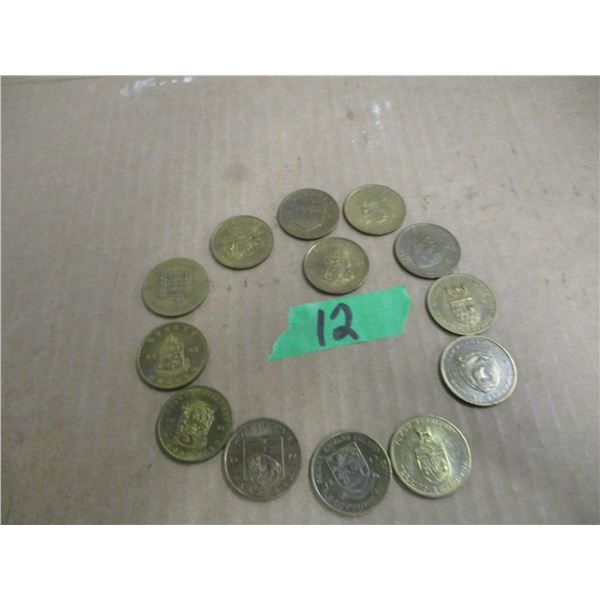 BAG C/W 13 ASSORTED FOREIGN COINS