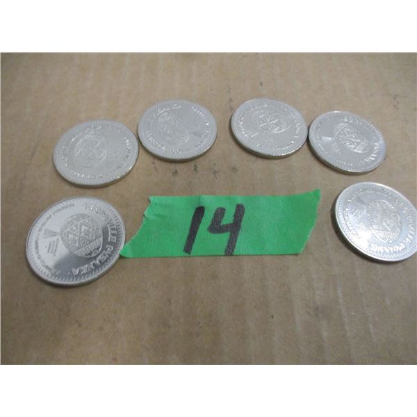 BAG C/W 6 ASSORTED FOREIGN COINS