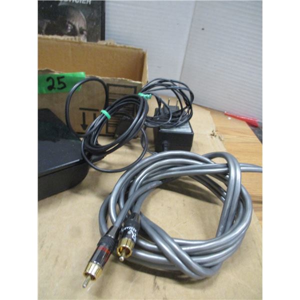 BOX C/W CORDS, CHARGERS, ETC