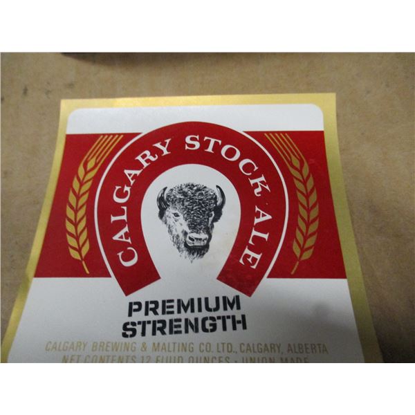 COLLECTABLE:  APPROX. 100 NEW CALGARY STOCK ALE BEER LABELS